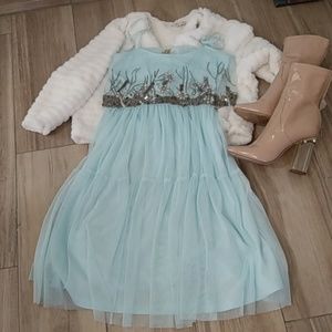 H&M Divided Aqua Metallic Beaded Dress